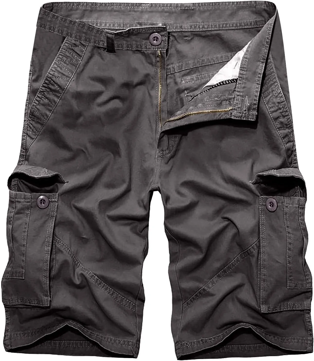 GIERIDUC Men's Cargo Shorts 3/4 Relaxed Fit Ripstop Cargo Shorts Running Shorts Pockets Elastic Waist Cotton Hiking Shorts