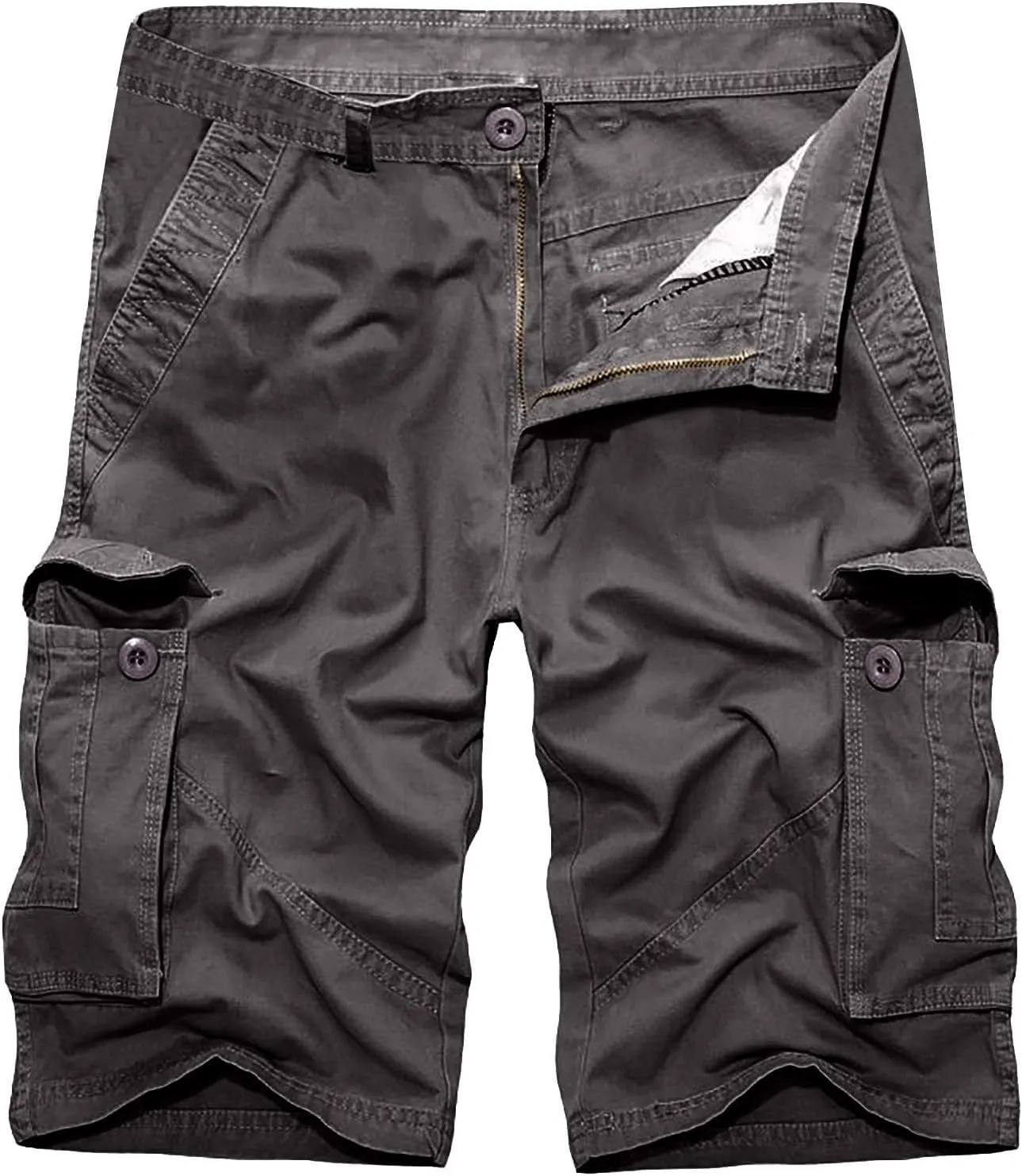 GIERIDUC Men's Cargo Shorts 3/4 Relaxed Fit Ripstop Cargo Shorts Running Shorts Pockets Elastic Waist Cotton Hiking Shorts