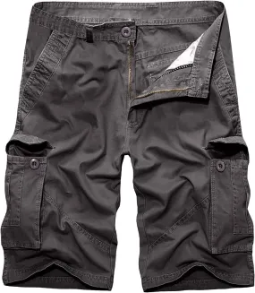 GIERIDUC Men's Cargo Shorts 3/4 Relaxed Fit Ripstop Cargo Shorts Running Shorts Pockets Elastic Waist Cotton Hiking Shorts