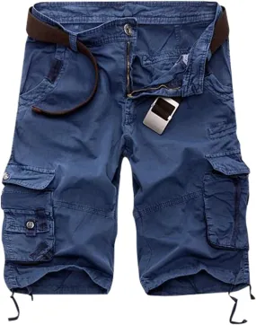 GIERIDUC Mens Cargo Shorts Elastic Drawstring Athletic Shorts Summer Casual Cotton Shorts Big & Tall Relaxed Fit Work Shorts