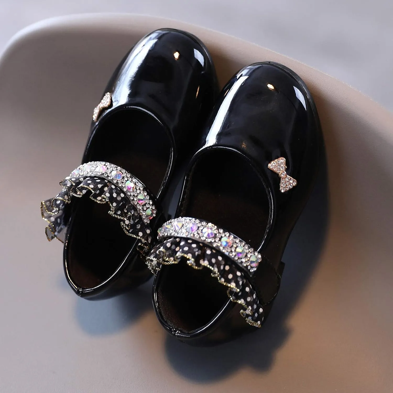 Girl Toddler Dress Shoes Mary Jane Flat for Party School Wedding Little-Kids Princess Hook and Loop Party Flat