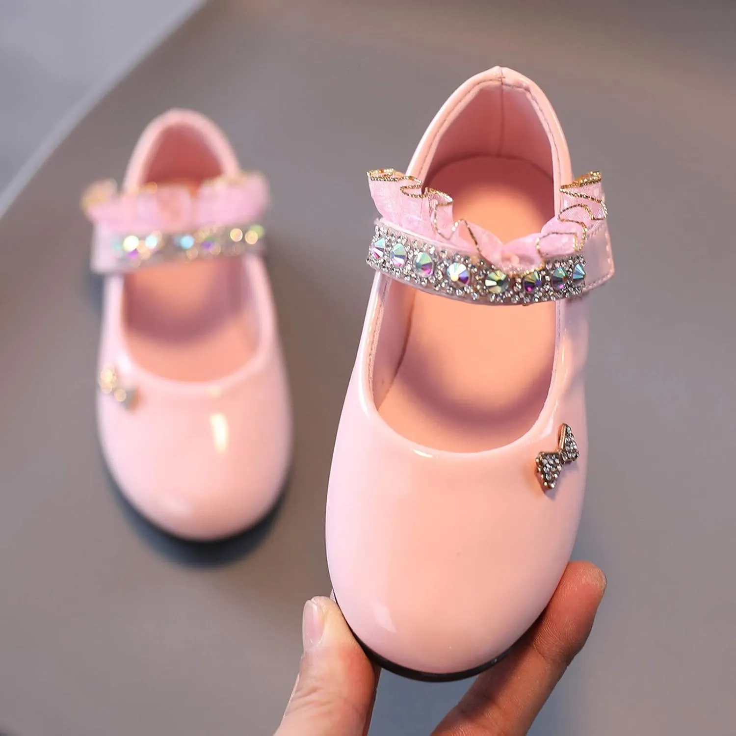 Girl Toddler Dress Shoes Mary Jane Flat for Party School Wedding Little-Kids Princess Hook and Loop Party Flat