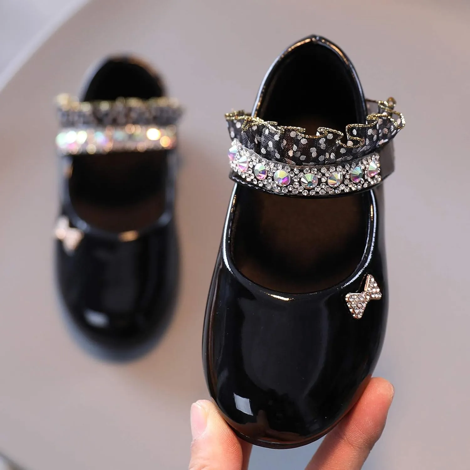 Girl Toddler Dress Shoes Mary Jane Flat for Party School Wedding Little-Kids Princess Hook and Loop Party Flat