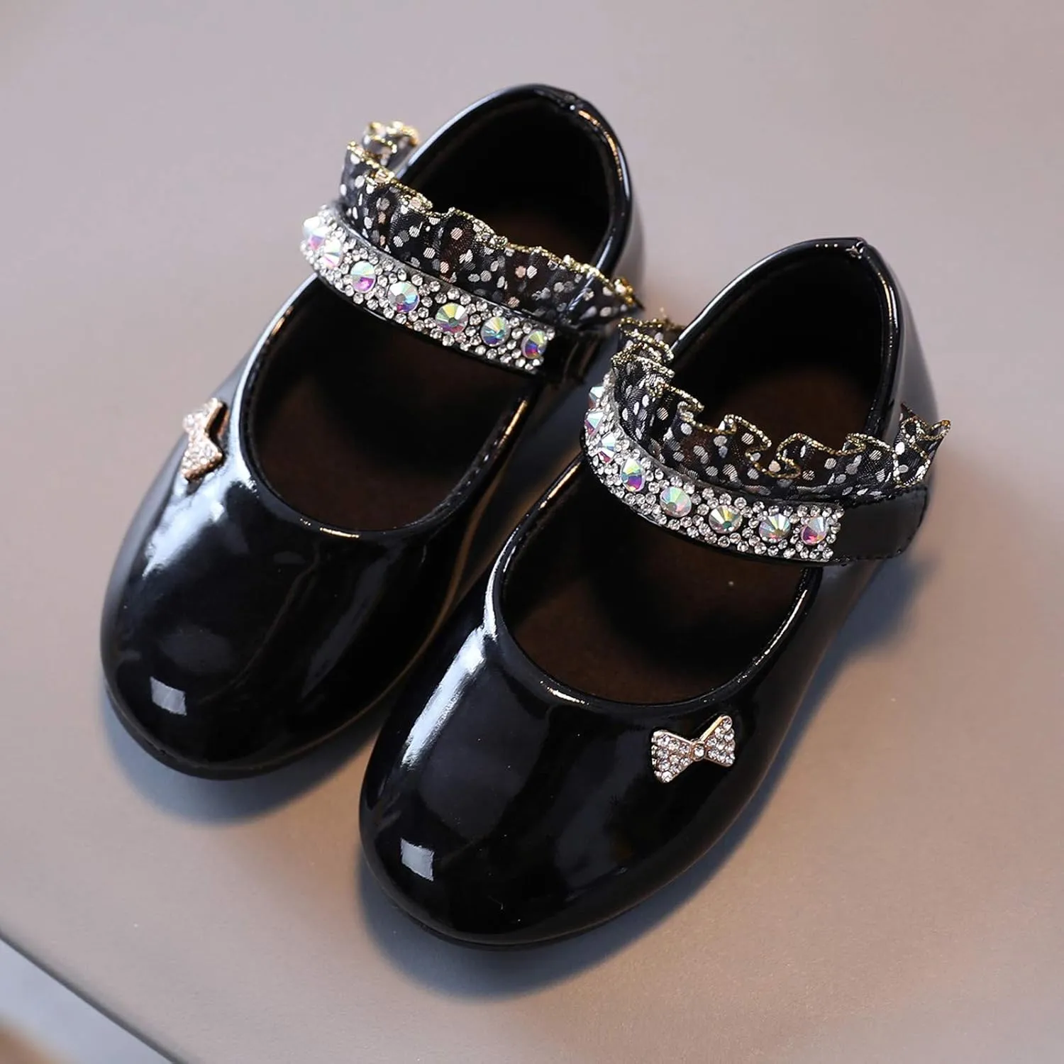 Girl Toddler Dress Shoes Mary Jane Flat for Party School Wedding Little-Kids Princess Hook and Loop Party Flat