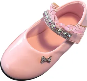 Girl Toddler Dress Shoes Mary Jane Flat for Party School Wedding Little-Kids Princess Hook and Loop Party Flat