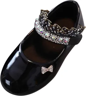 Girl Toddler Dress Shoes Mary Jane Flat for Party School Wedding Little-Kids Princess Hook and Loop Party Flat