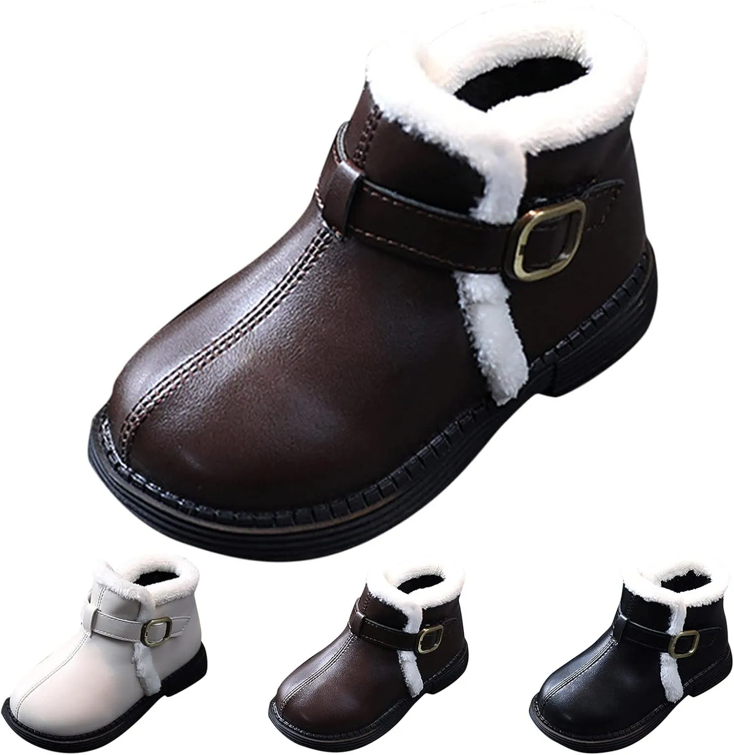 Girls Ankle Boots Breathable Faux Fur Fleece Lined Winter Snow Boots Toddler Kids Girls Boys Dress Boots Hiking Boots