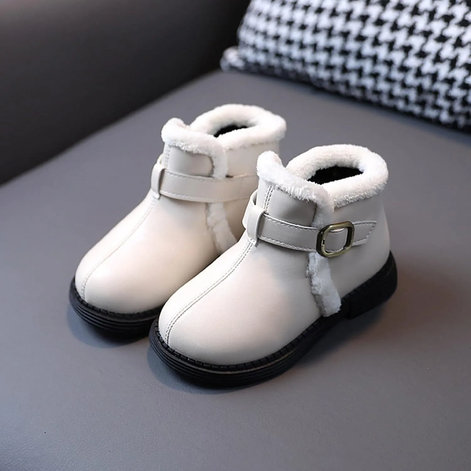 Girls Ankle Boots Breathable Faux Fur Fleece Lined Winter Snow Boots Toddler Kids Girls Boys Dress Boots Hiking Boots