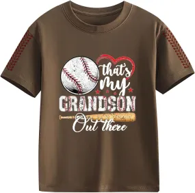 Girls Boys Shirts Short Sleeve T Shirts Casual Crewneck Tees Graphic T-Shirts Baseball Shirt Kids (Brown, 3-4 Years)