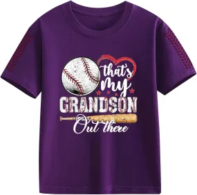 Girls Boys Shirts Short Sleeve T Shirts Casual Crewneck Tees Graphic T-Shirts Baseball Shirt Kids (Purple, 8-9 Years)