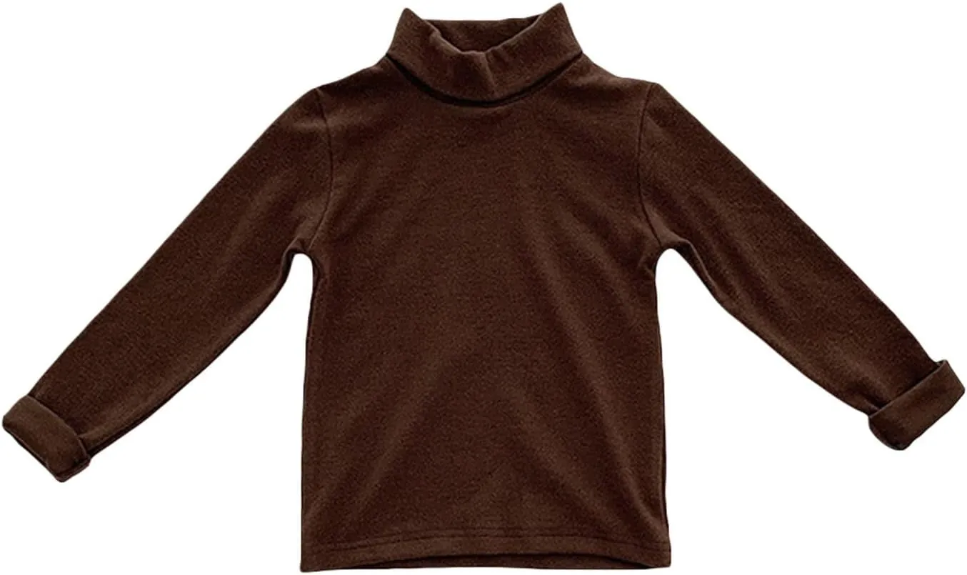 Girls Casual Tops Long Sleeve Turtleneck T-Shirt Boys Basic Solid Blouse Outfit for Toddler Baby Girl