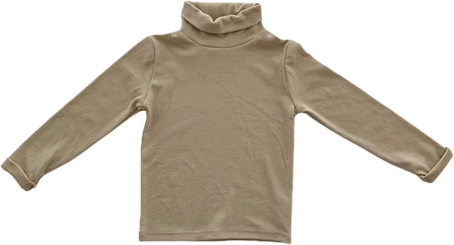 Girls Casual Tops Long Sleeve Turtleneck T-Shirt Boys Basic Solid Blouse Outfit for Toddler Baby Girl