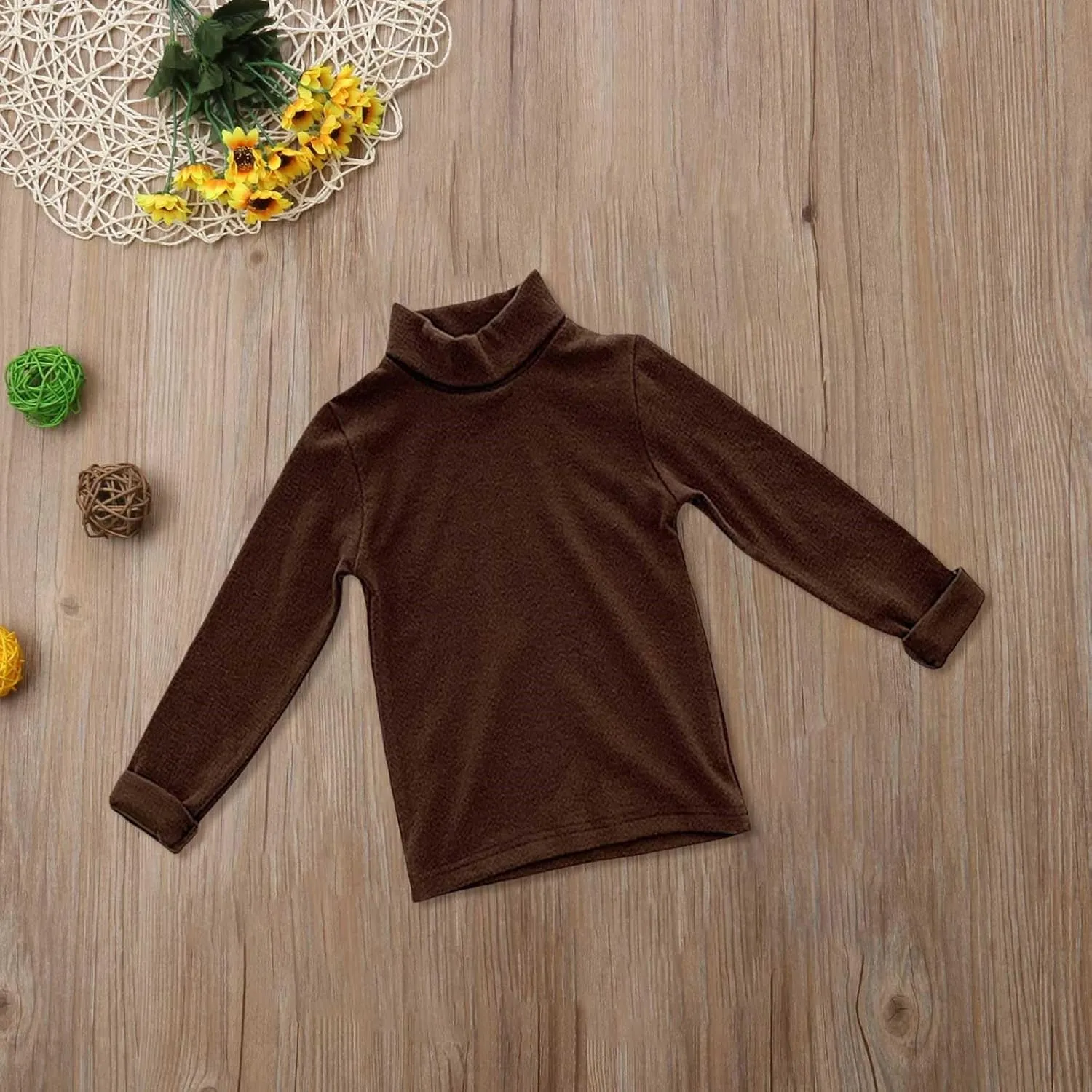 Girls Casual Tops Long Sleeve Turtleneck T-Shirt Boys Basic Solid Blouse Outfit for Toddler Baby Girl
