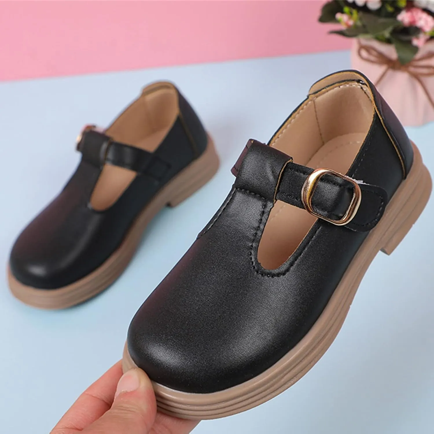 Girls Chunky Heel Mary Jane Dress Shoes School 𝗨niform T-Strap Ballet Flat𝘀 Toddler Sneaker Girls 12 Size Toddler