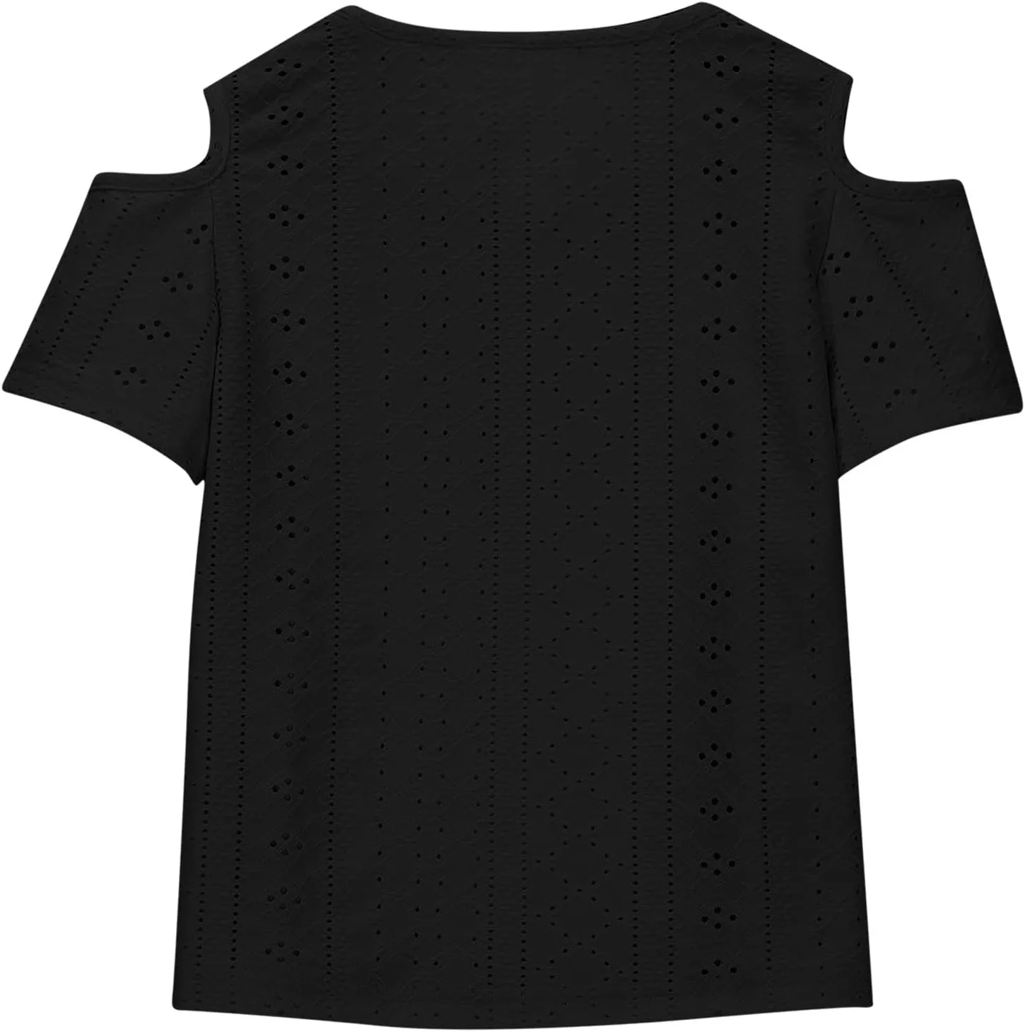 Girls Cold-Shoulder T-Shirts Eyelet Blouses Short Sleeve Cotton Tees for Teen Girls Cute T-Shirt Trendy Tees Summer Tops