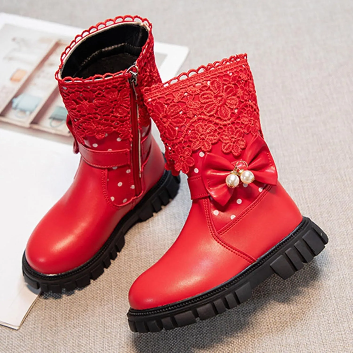 Girls Cowgirl Boots Little Kids Western Boots Mid Calf Toddler Riding Shoes Faux Leather Boots Cute Winter Boots