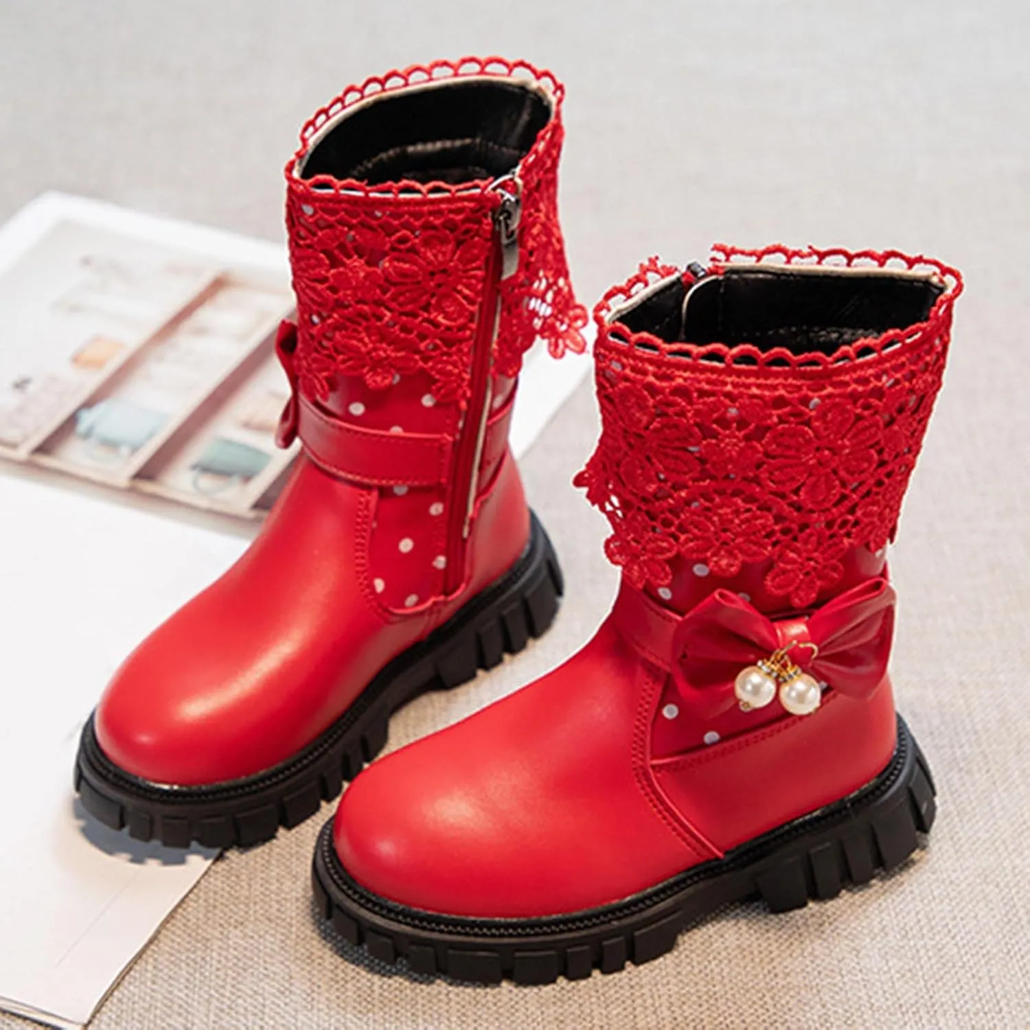 Girls Cowgirl Boots Little Kids Western Boots Mid Calf Toddler Riding Shoes Faux Leather Boots Cute Winter Boots