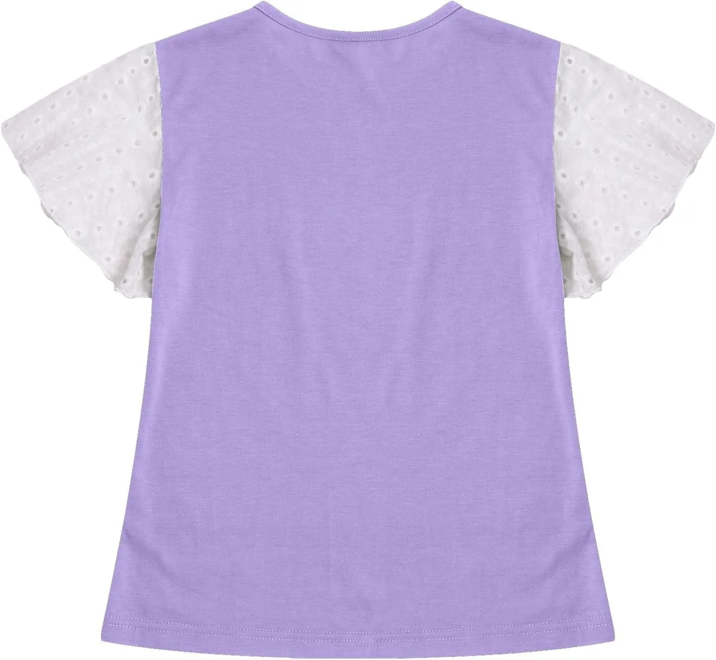 Girls Cute T-Shirts Lace Ruffled Sleeve Tees Crewneck Tops for Teen Kids Girls Short Sleeve T-Shirts Trendy Blouses