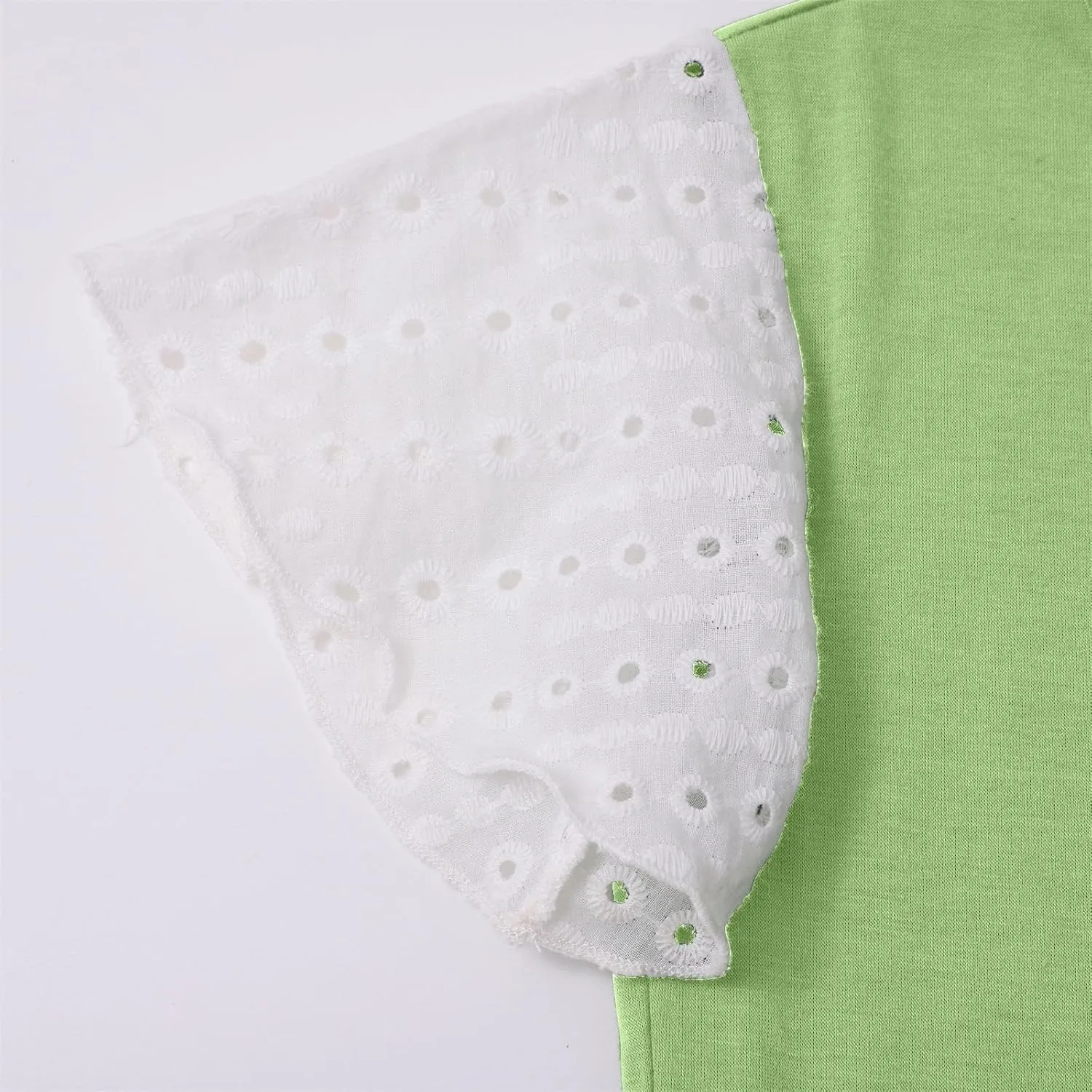 Girls Cute T-Shirts Lace Ruffled Sleeve Tees Crewneck Tops for Teen Kids Girls Short Sleeve T-Shirts Trendy Blouses