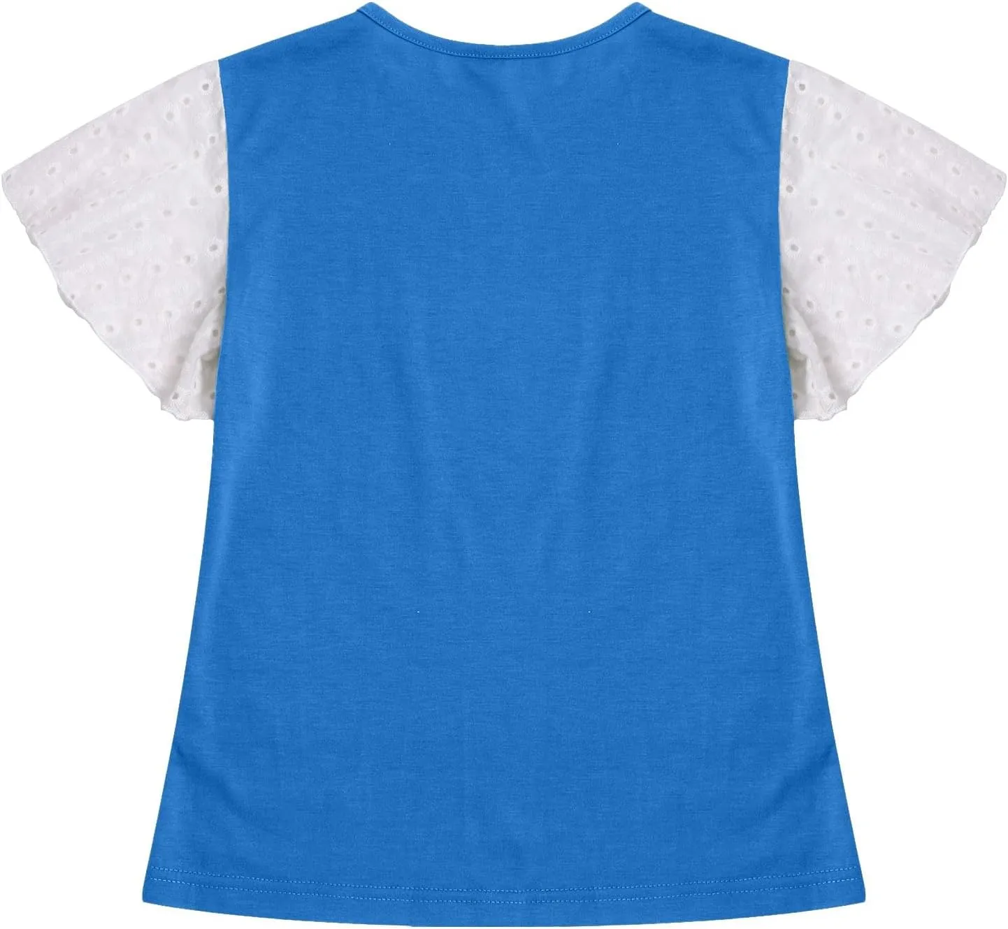 Girls Cute T-Shirts Lace Ruffled Sleeve Tees Crewneck Tops for Teen Kids Girls Short Sleeve T-Shirts Trendy Blouses