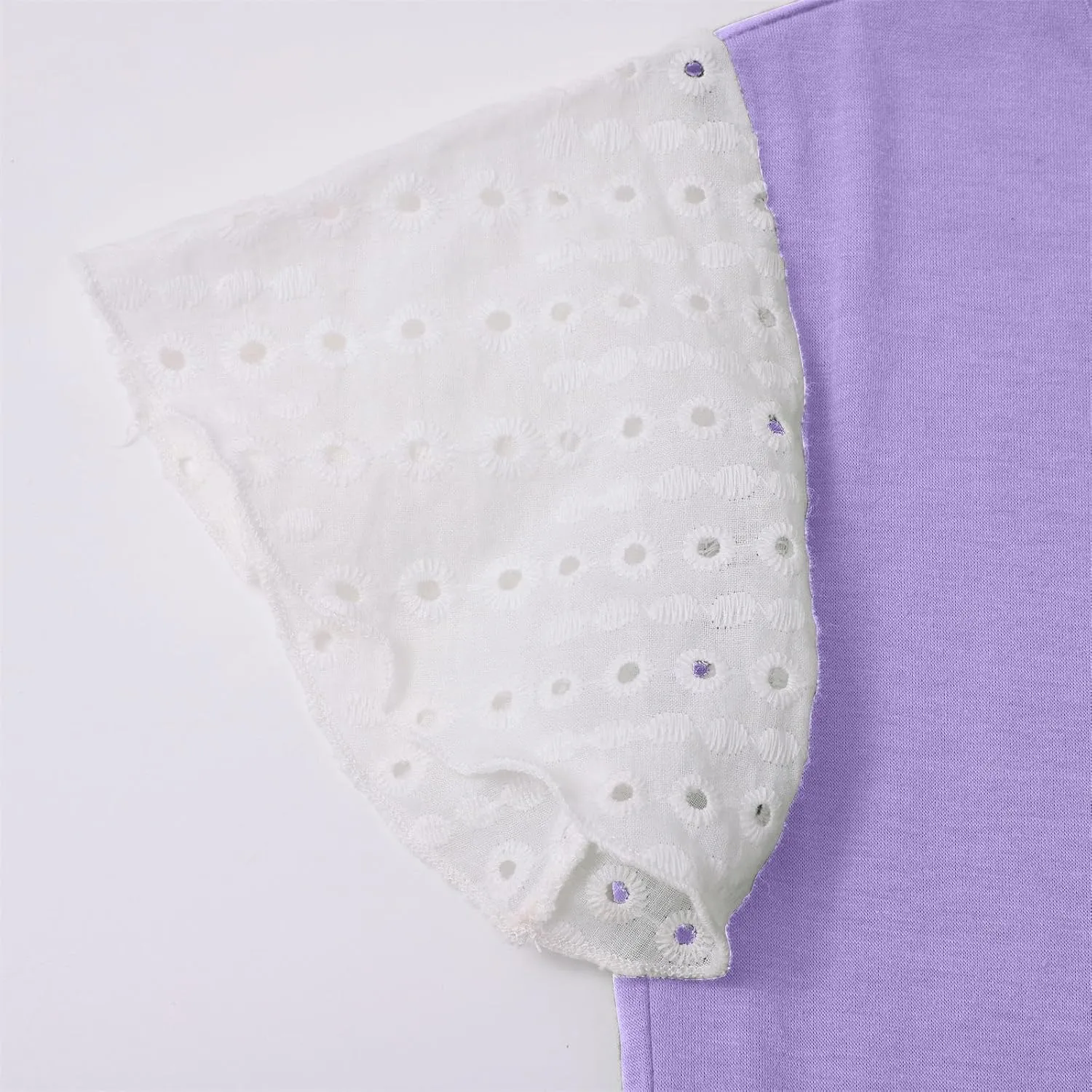 Girls Cute T-Shirts Lace Ruffled Sleeve Tees Crewneck Tops for Teen Kids Girls Short Sleeve T-Shirts Trendy Blouses