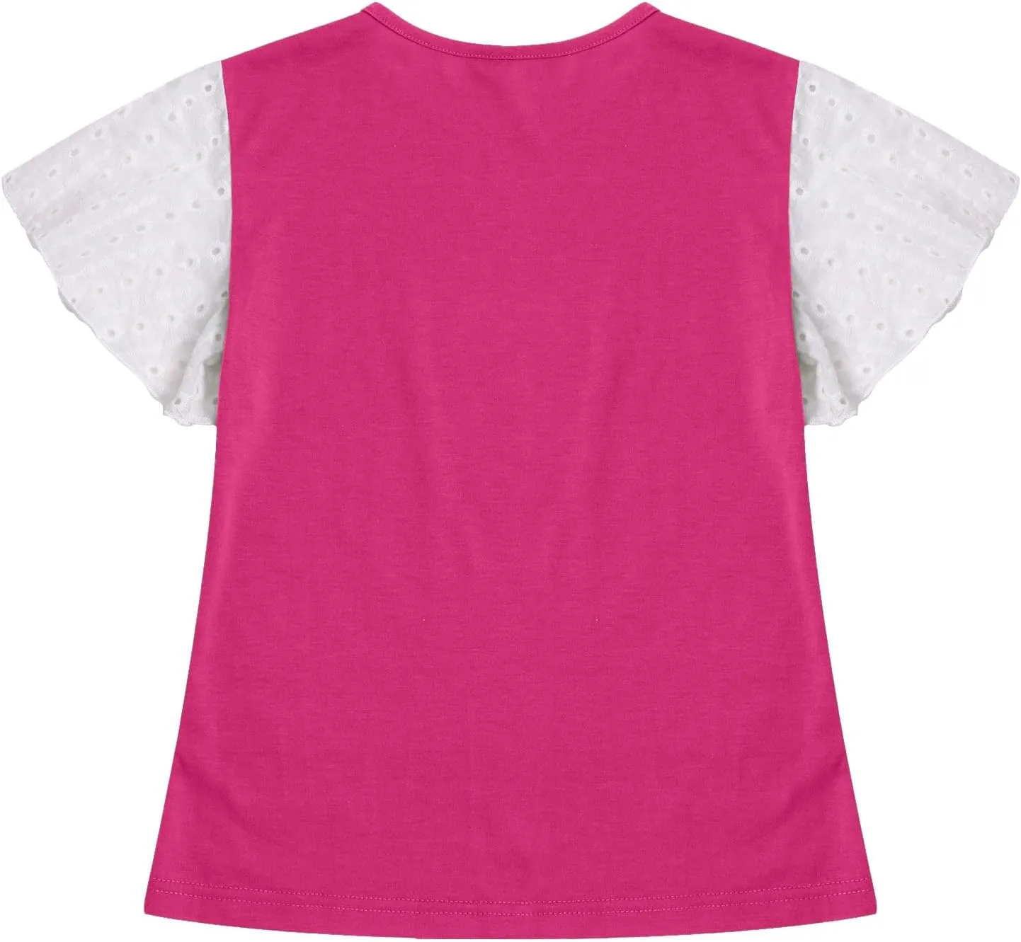 Girls Cute T-Shirts Lace Ruffled Sleeve Tees Crewneck Tops for Teen Kids Girls Short Sleeve T-Shirts Trendy Blouses