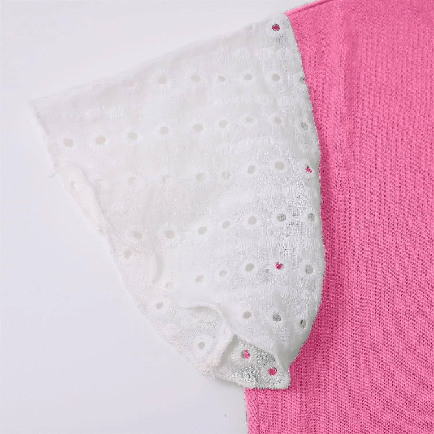 Girls Cute T-Shirts Lace Ruffled Sleeve Tees Crewneck Tops for Teen Kids Girls Short Sleeve T-Shirts Trendy Blouses