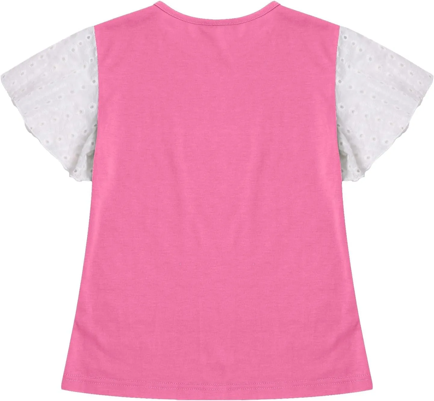 Girls Cute T-Shirts Lace Ruffled Sleeve Tees Crewneck Tops for Teen Kids Girls Short Sleeve T-Shirts Trendy Blouses