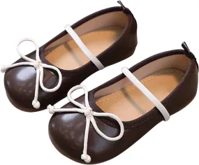 Girls Dress Shoes Flower Girl Shoes Mary Jane Ballet Flats Bow Wedding Party Communion Shoes for Baby Girls
