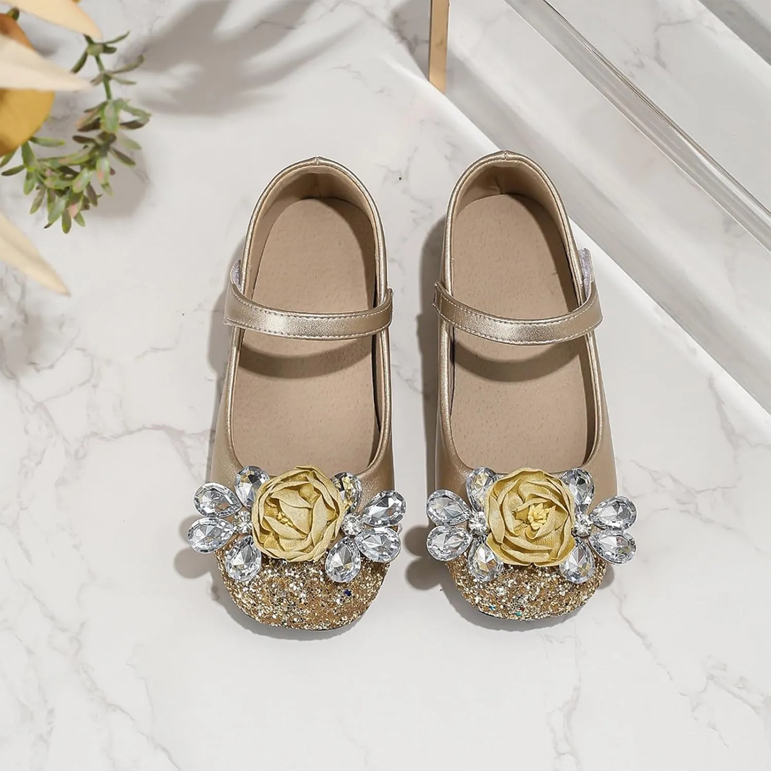 Girls High Heel Shoes Children's Thick Heel Student Leather Shoes Flower Dress Dance Mary Jane Baby White Girls Sandals
