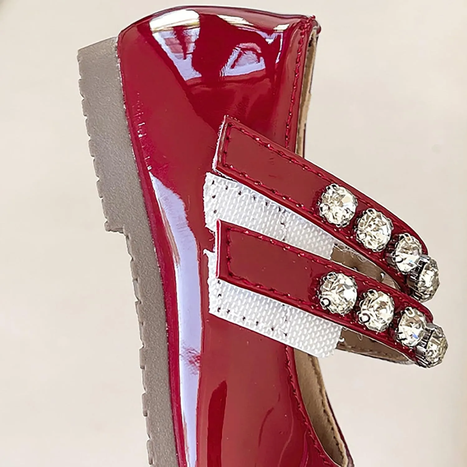 Girls Leather Flat𝐬 Mary Jane Dress Shoes with Pearl Strap Kids Wedding Part𝐲 School Big Kids Slippers for Girls