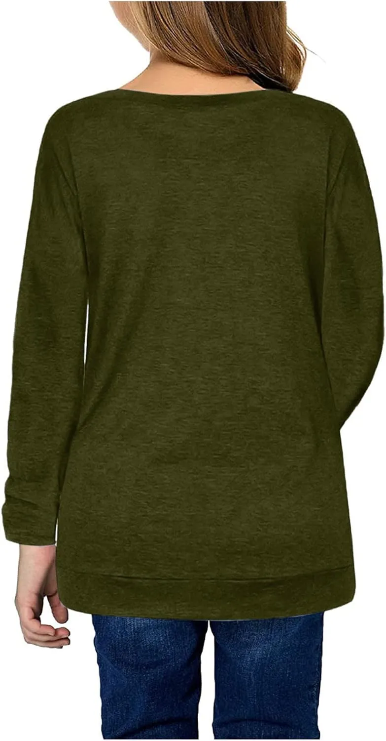 Girls Long Sleeve Heart Pocket T-Shirts Casual Cotton Tee Tops Blouse Kids Crewneck T-Shirts Long Sleeve Shirts Kids