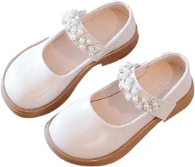 Girl's Mary Jane Dress Shoes Ballet Flat with Rhinestone Strap for Party Wedding Birthday Girls School Dress Shoes