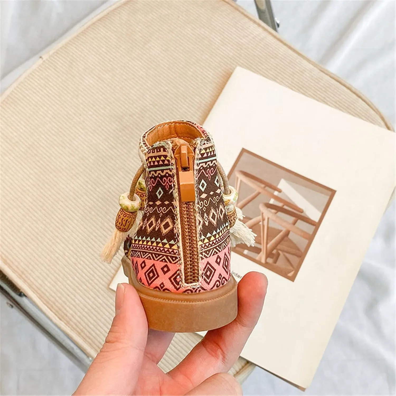 Girls Open Toe Sandals Fashion Tassel Ankle Strap Pumps Back Zip Summer Party Dress Shoes Toddler/Little Kid/Big Kid (Khaki, 10.5 Little Child)