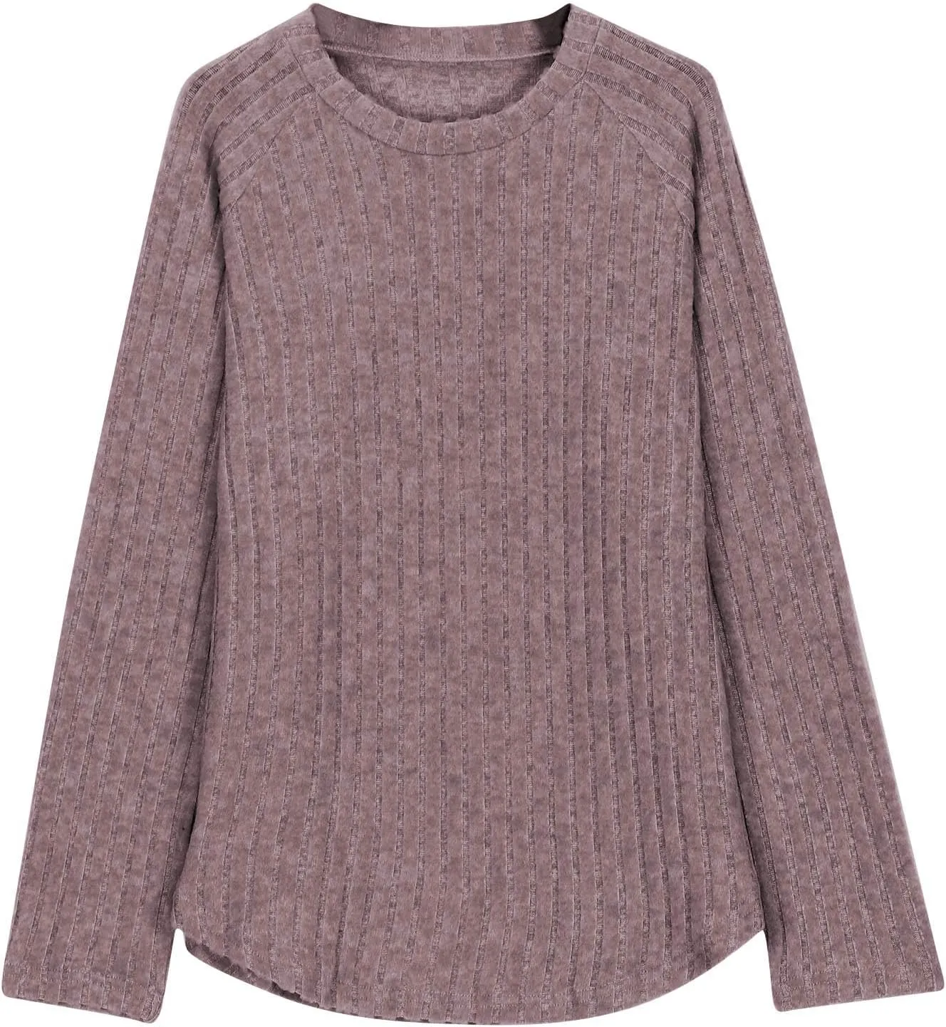 Girls Ribbed Long Sleeve Shirts Casual Crewneck Blouses for Girls Solid Color Loose Fit Tunic Tops Fall Knit Tops