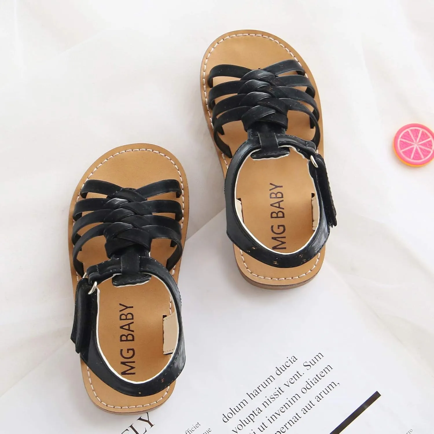 Girls Sandals Braided Upper Flat Dress Sandals Round Open Toe Summer Shoes Toddler/Little Kid