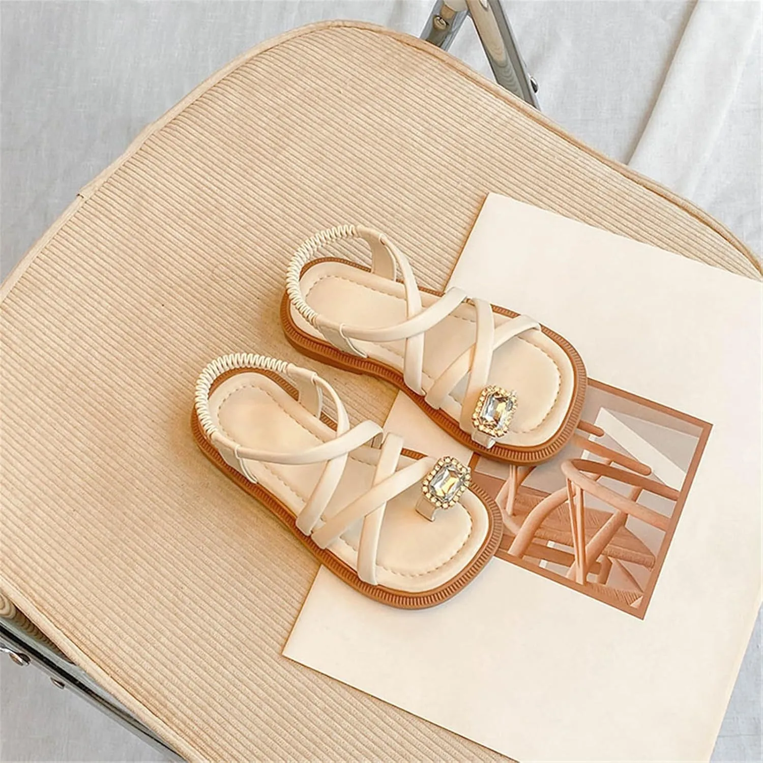 Girls Sandals Open Toe Cute No Heels Dress Sandals Strappy Design Summer Shoes Toddler/Little Shoes For Girls Size 4