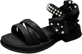 Girls Sandals Open Toe Summer Flats Dress Sandals Soft Rubber Princess Summer Flower Shoes for Little Kid/Big Kid