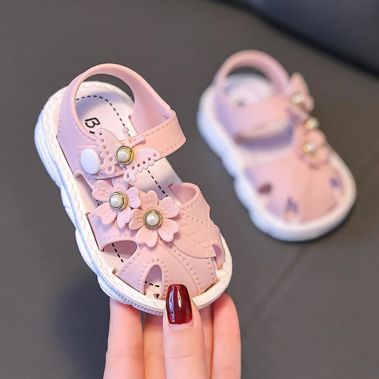 Girls Sandals Size 12 Children Shoes Comfortable Flat Sandals Fashionable Toe Covering Children Toddler Sandals
