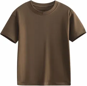 Girls Short Sleeve T-Shirt Basic Solid Tees Crewneck Tops for Tween Girls Loose Blouse Preppy T-Shirt Athletic Tops