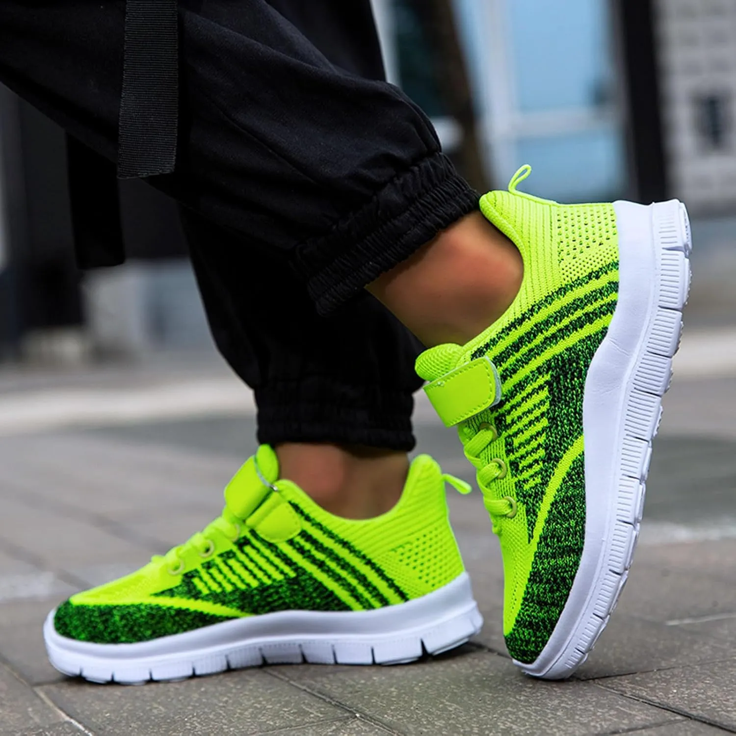 Girls Sneakers, Fashion Athletic Running Sports Sneakers Kids Breathable Mesh Lace Up Walking Shoes