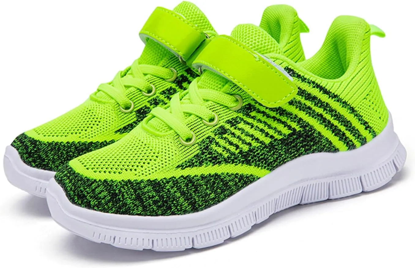Girls Sneakers, Fashion Athletic Running Sports Sneakers Kids Breathable Mesh Lace Up Walking Shoes