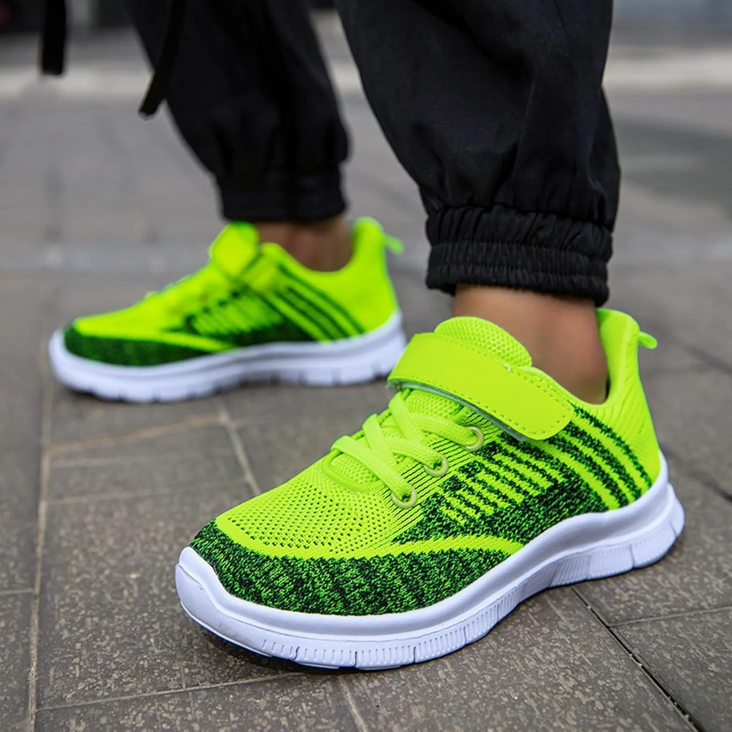 Girls Sneakers, Fashion Athletic Running Sports Sneakers Kids Breathable Mesh Lace Up Walking Shoes
