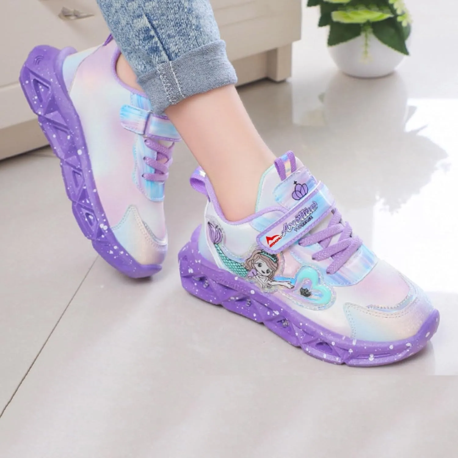 Girls Sneakers, Fashion Athletic Running Sports Sneakers, Kids Cute Princess Lace Up Walking Shoes