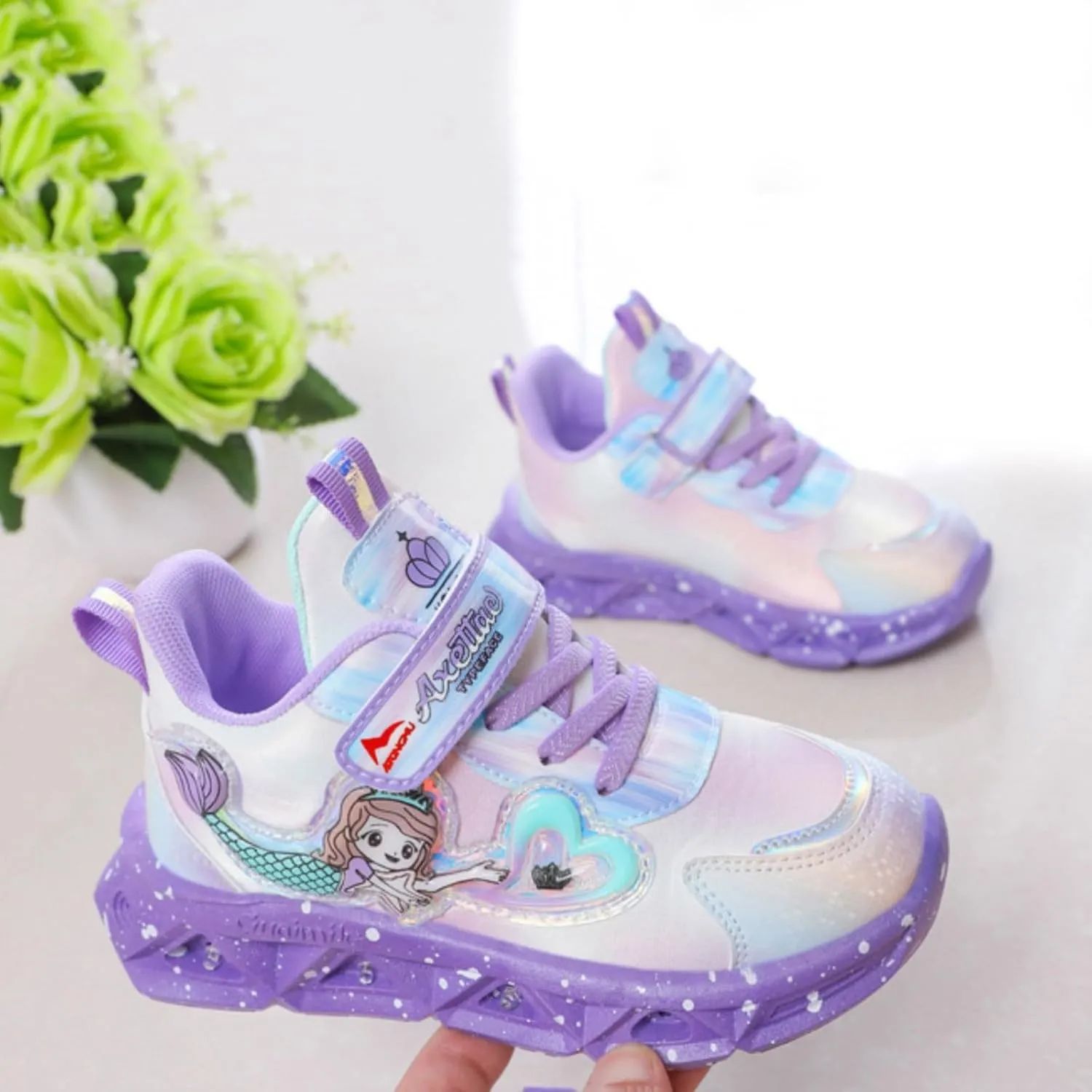 Girls Sneakers, Fashion Athletic Running Sports Sneakers, Kids Cute Princess Lace Up Walking Shoes