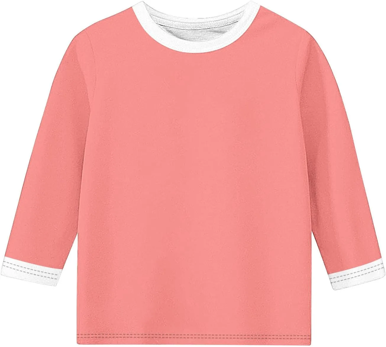 Girls T Shirts 3/4 Sleeve Cute Color Block Tops T-Shirts Teen Girls 2025 Summer Blouse Basic Crewneck Tees Shirt
