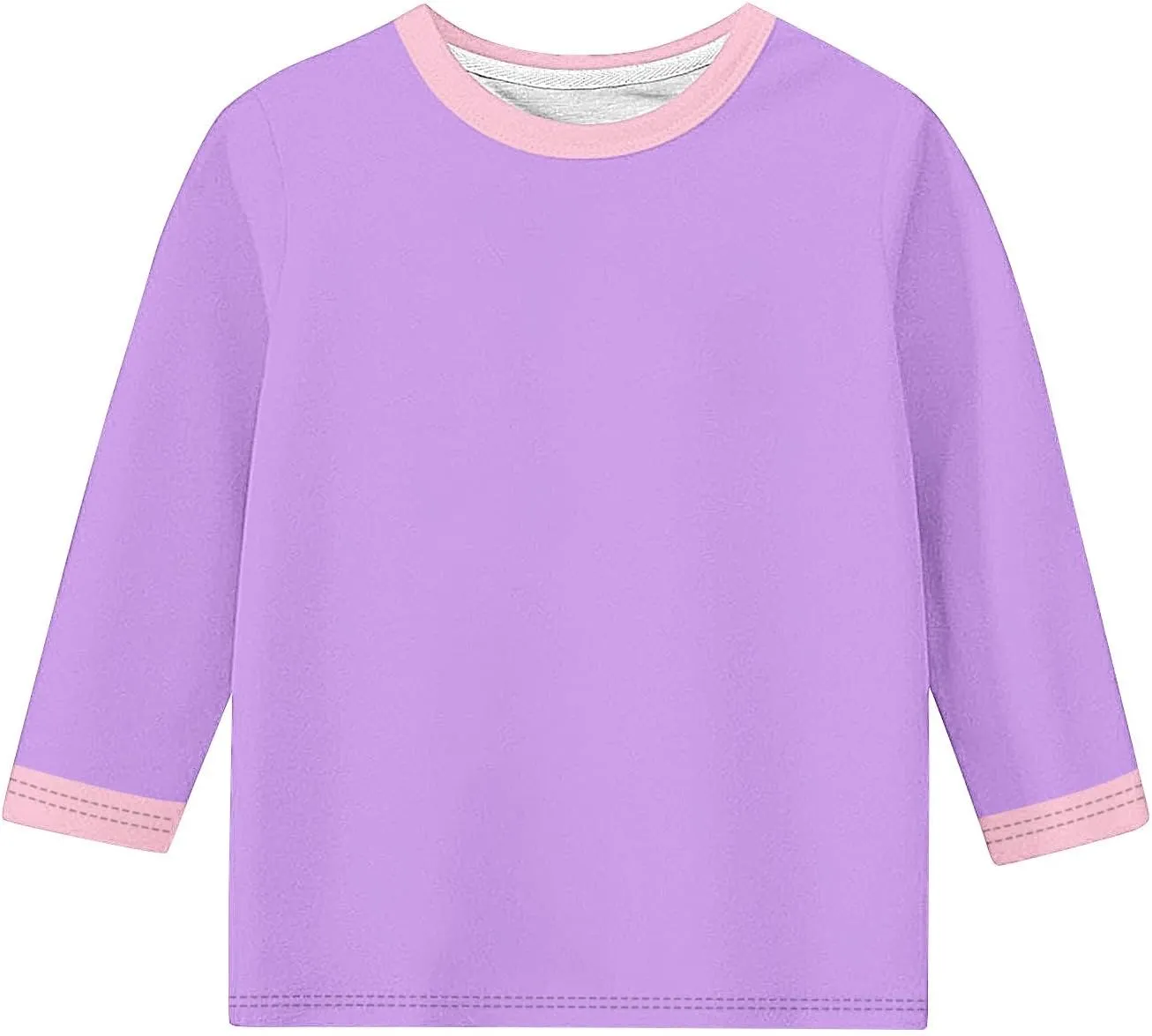 Girls T Shirts 3/4 Sleeve Cute Color Block Tops T-Shirts Teen Girls 2025 Summer Blouse Basic Crewneck Tees Shirt