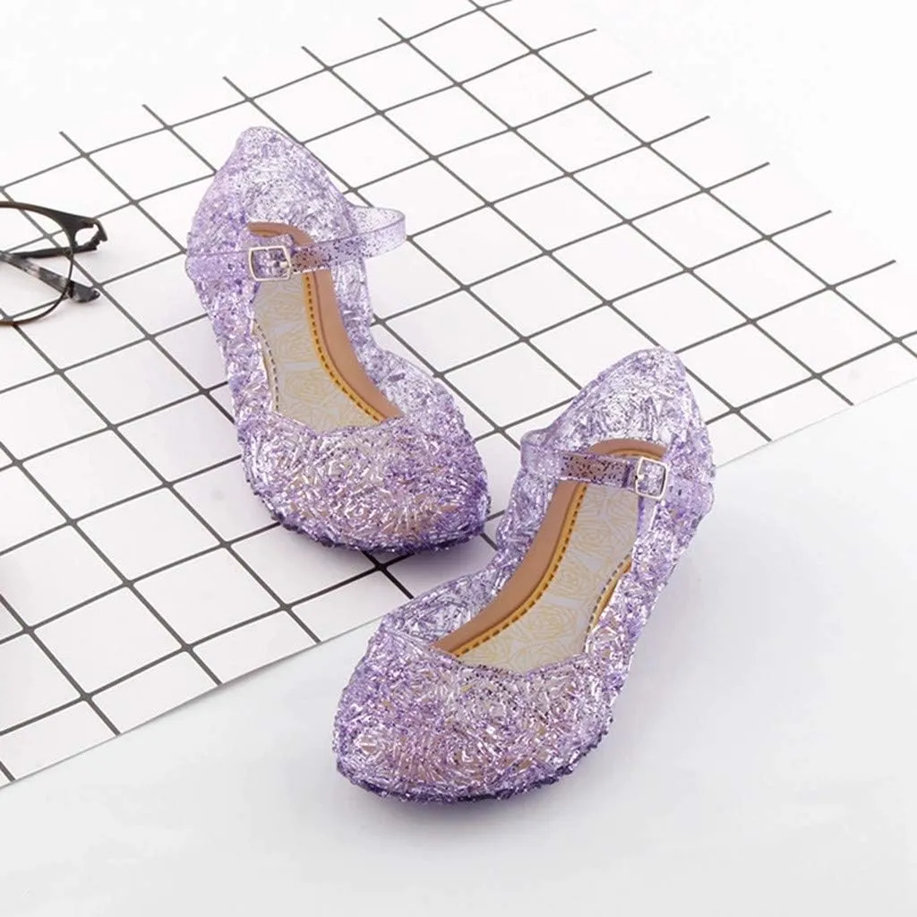 Glitter Toddler Shoes Girls Jelly Sandals Cosplay Dress Up Mary Jane Flats Heels Dance Party Birthday Single Shoes for Kids Toddler Baby Girl Shoes