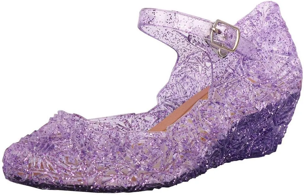 Glitter Toddler Shoes Girls Jelly Sandals Cosplay Dress Up Mary Jane Flats Heels Dance Party Birthday Single Shoes for Kids Toddler Baby Girl Shoes