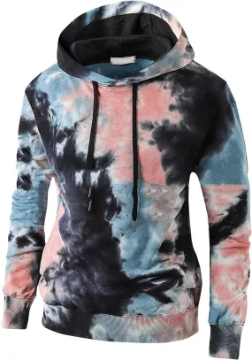 GOFULY MenS Hoodies Tie Dye Fall Sweatshirts With Hood Fashion Hoodies Pullover Drawstring Long Sleeve Tshirts With Pocket